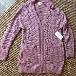 Cotton Candy Pink Textured Cardigan Sweater